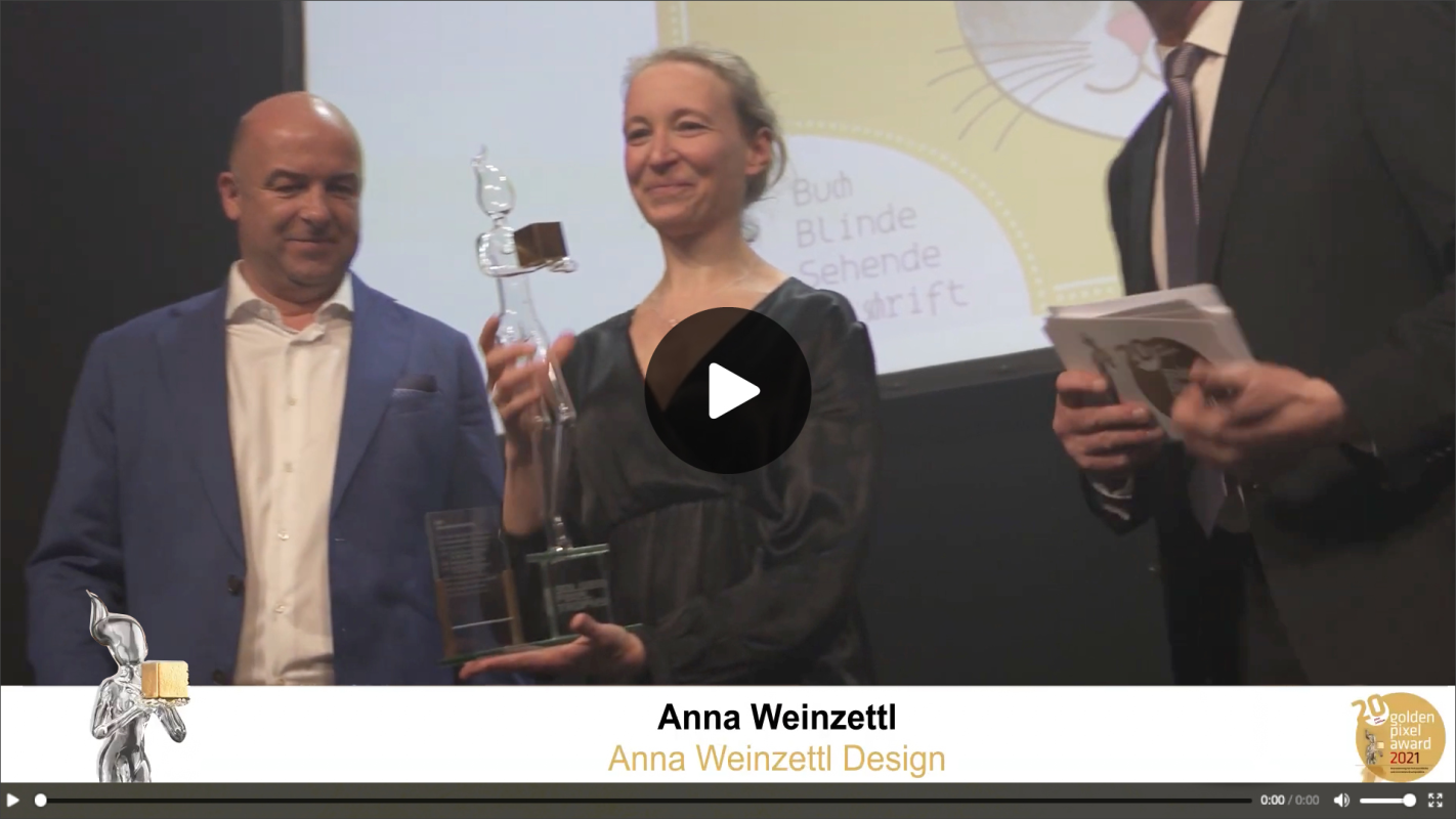YOUTUBE-LINK: Anna Weinzettl receiving Golden Pixel Trophy for braille book (Lucky Dots)